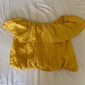Yellow off-the-shoulder blouse